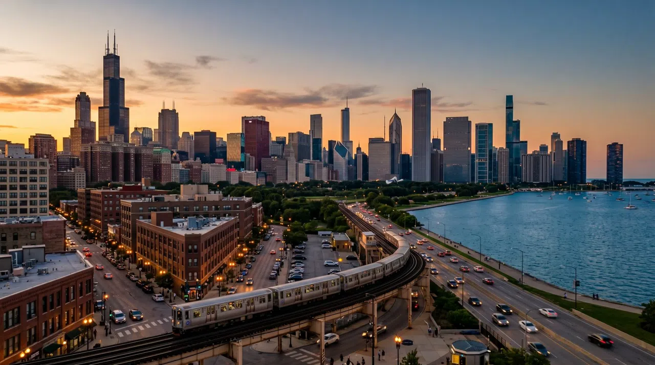Chicago at golden hour