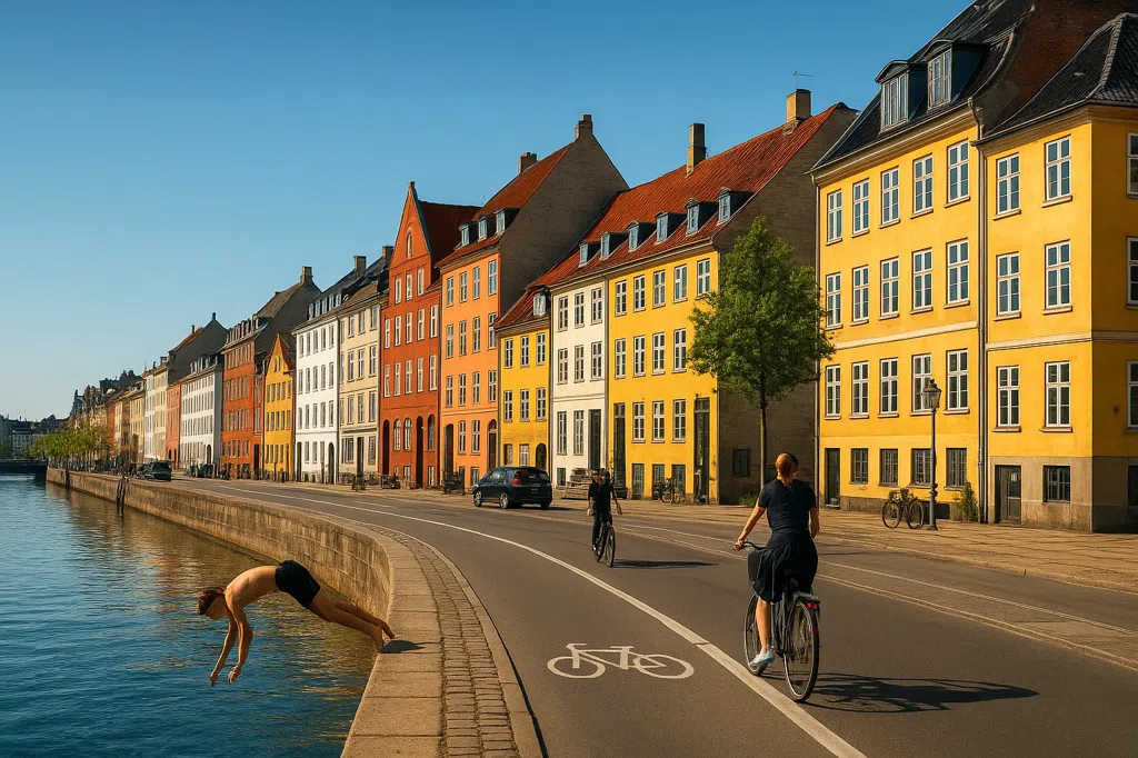 Establishing scene of Copenhagen