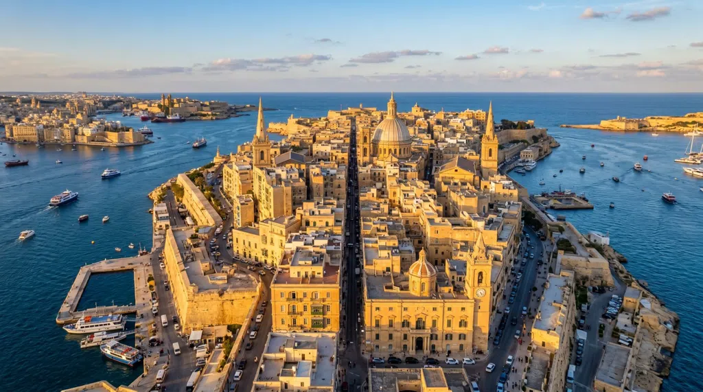 Establishing scene of Valletta